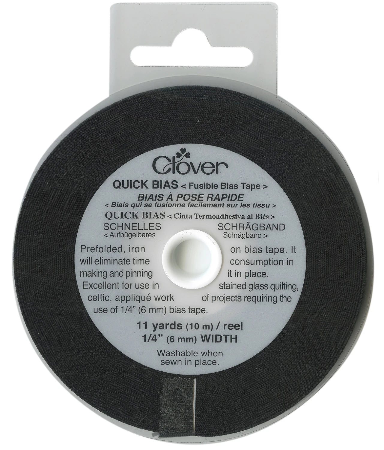 Clover Quick Bias 1/4” Black Fusible